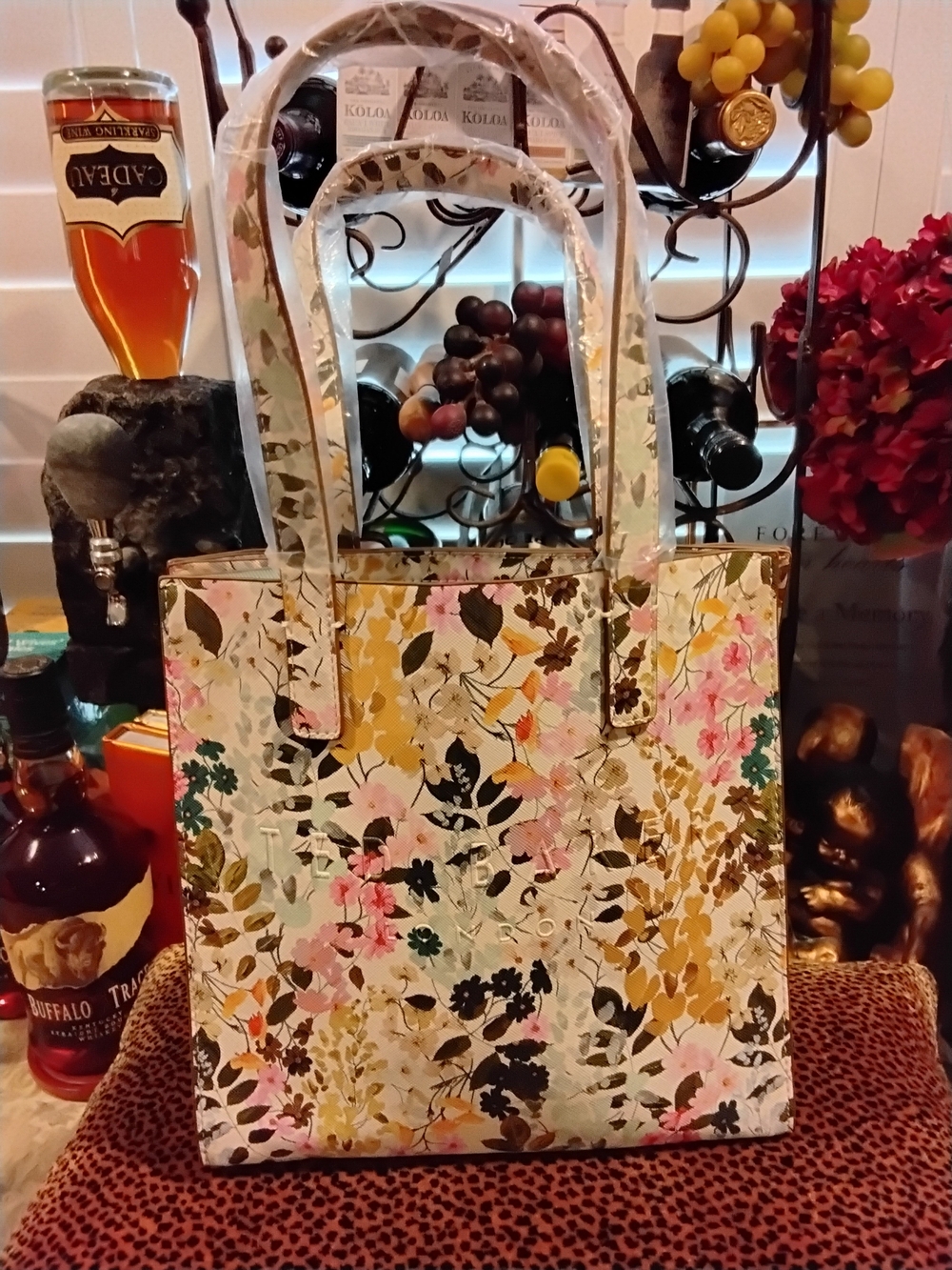 Ted Baker Floral Print Tote Bag - Pink, Yellow, Green, Black, Cream